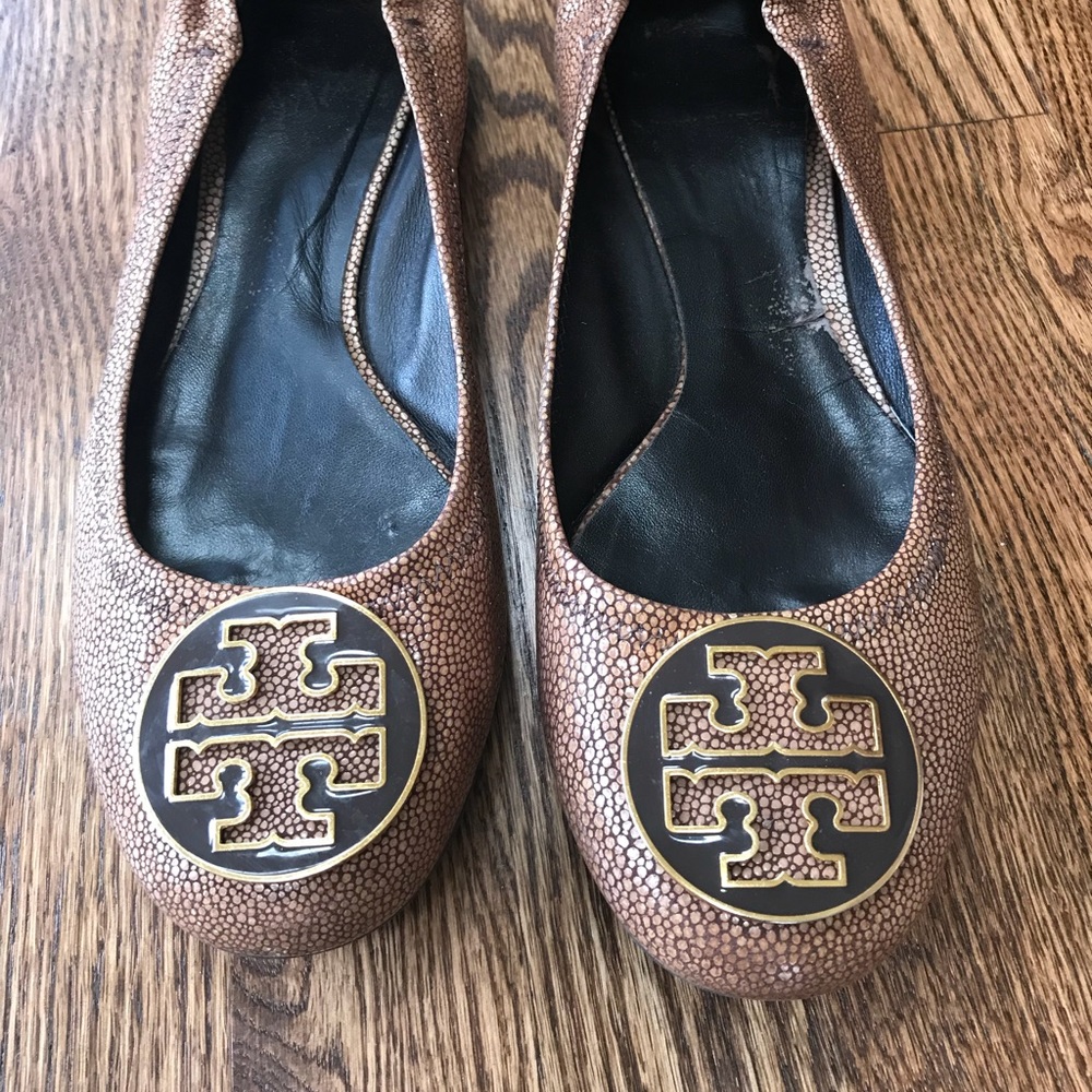 Tory Burch Reva Flats Sz 10.5 unique design!